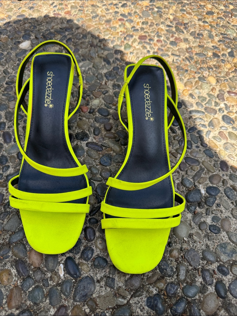 Shoe Dazzle Bright Neon Lime Strappy Sandals